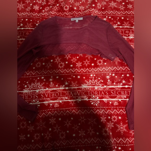 Crave Fame Sheer Red Long Sleeve Crop Top - Picture 3 of 4